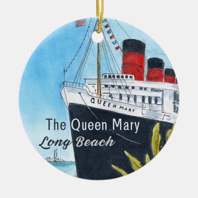 Queen Mary Long Beach-ornament Julgransprydnad Keramik (Framsidan)