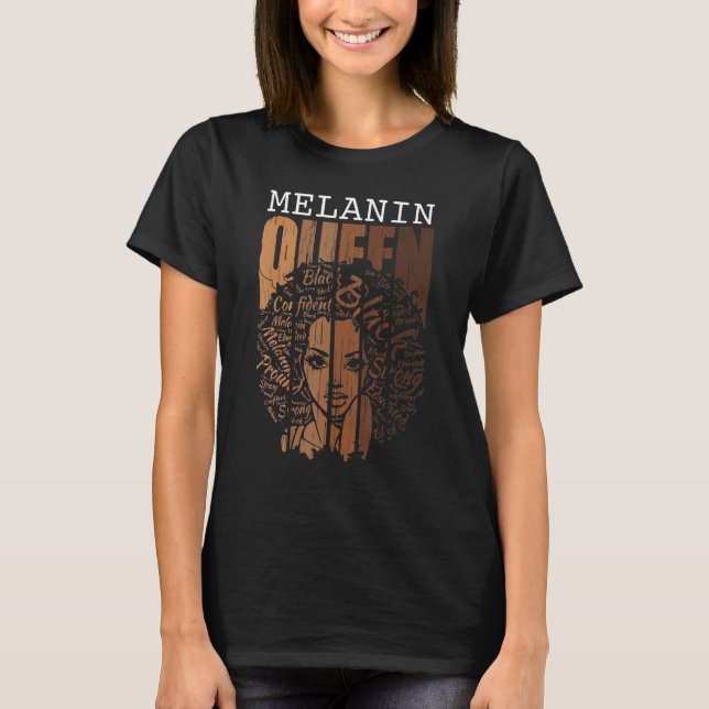 Queen Melanin Black History Month African American T Shirt (Framsida)