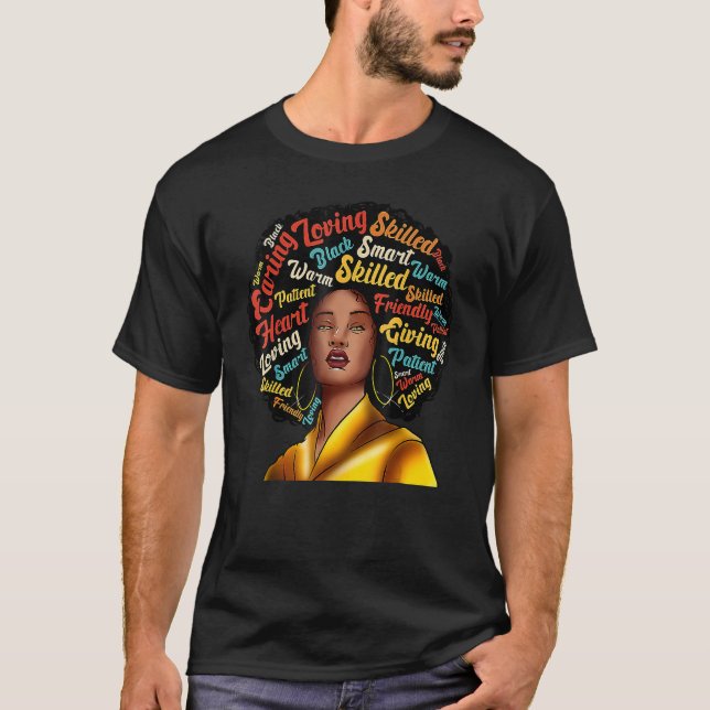 Queen Melanin Black History Month Afro African Pri T Shirt (Framsida)