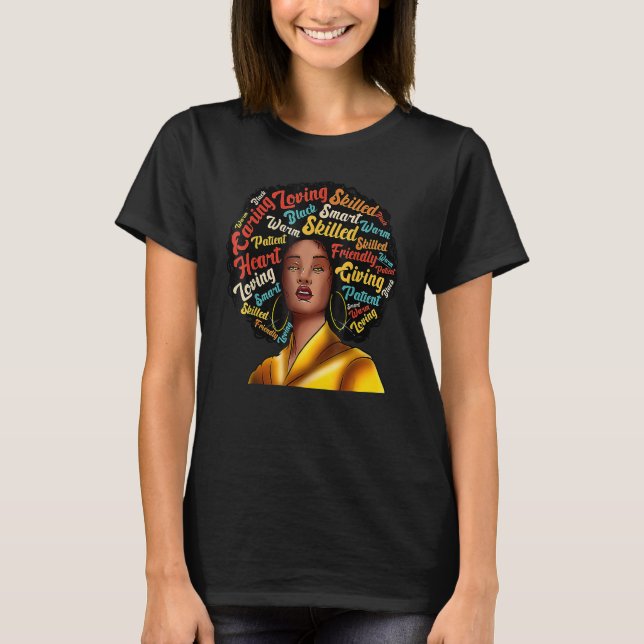 Queen Melanin Black History Month Afro African Pri T Shirt (Framsida)