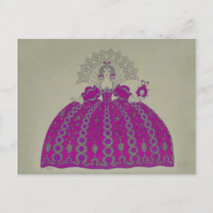 Queen Mode Plate ~ Postcard Fransk Vintage Vykort