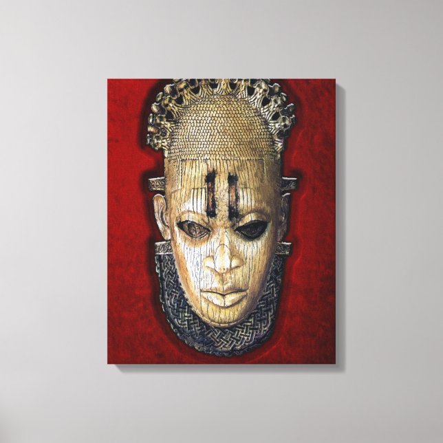 Queen Mor Idia - Ivory Edo Mask on Red Velvet Canvastryck (Framsida)