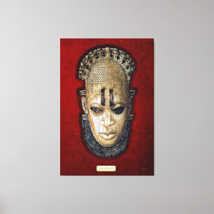 Queen Mor Idia - Ivory Edo Mask on Red Velvet Canvastryck