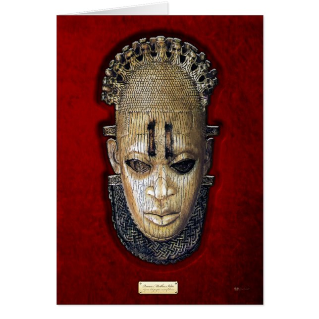 Queen Mor Idia - Ivory Edo Mask on Red Velvet Hälsningskort (Framsidan)
