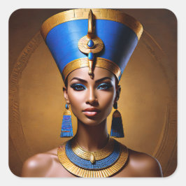"Queen Nefertiti" Vackert Ancient African Queen Fyrkantigt Klistermärke