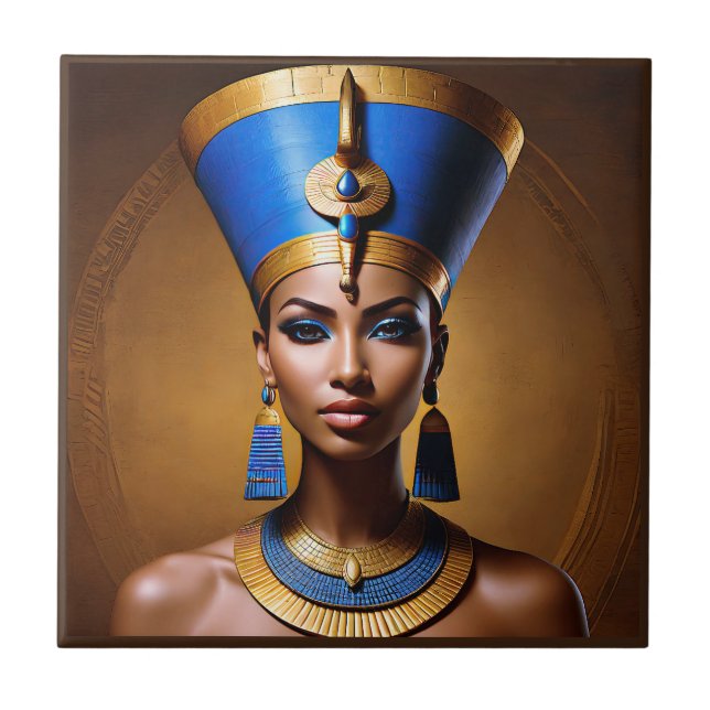 "Queen Nefertiti" Vackert Ancient African Queen Kakelplatta (Framsidan)