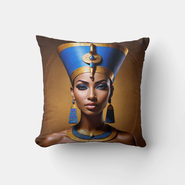 "Queen Nefertiti" Vackert Ancient African Queen Kudde (Framsida)