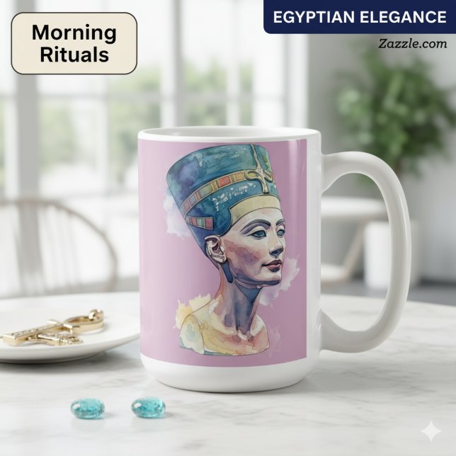 Queen Nefertiti Watercolor Mugg - Egyptian Art (Skapare uppladdad)