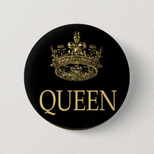 Queen och Krona Emblem Knapp