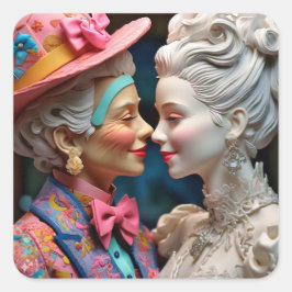 Queen och Princess Fyrkantigt Klistermärke