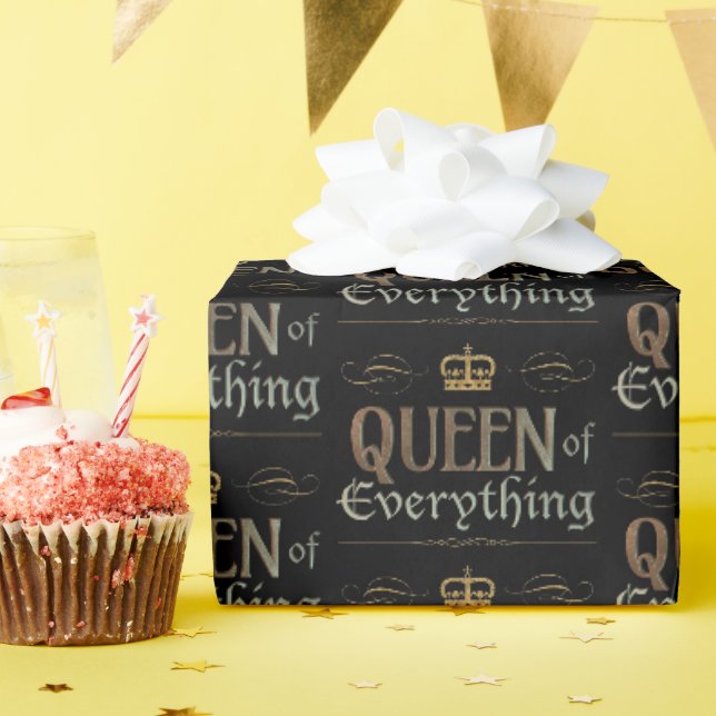 QUEEN of All - Royalty Lettering Krona Presentpapper (Födelsedagsfest)