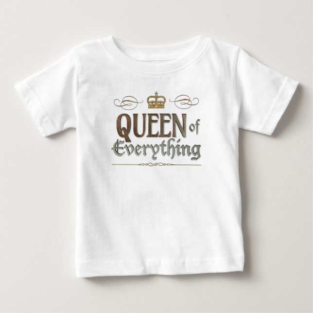 QUEEN of Allt - Guld Royal Krona Lettering T Shirt (Framsida)