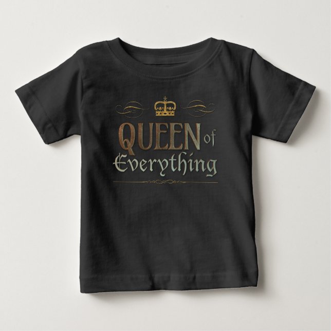 QUEEN of Allt - Guld Royal Krona Lettering T Shirt (Framsida)