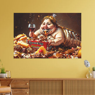 "Queen of Gluttonous Decay" Colorful Porträtt Canvastryck