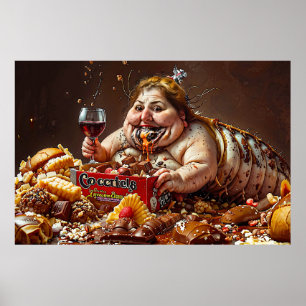 "Queen of Gluttonous Decay" Colorful Porträtt Poster