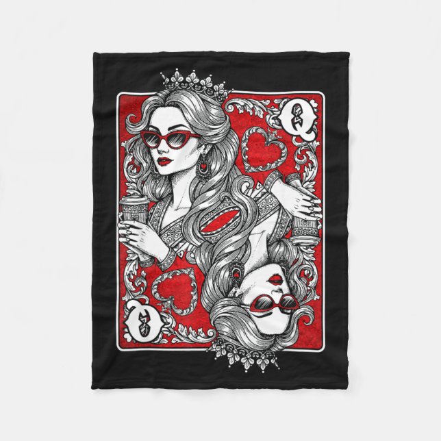 Queen Of Heart Playing Card Coffee Lover Gambling  Fleecefilt (Framsidan)