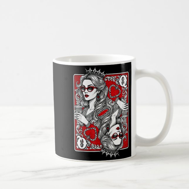 Queen Of Heart Playing Card Coffee Lover Gambling  Kaffemugg (Höger)