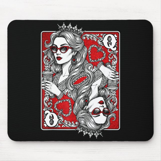 Queen Of Heart Playing Card Coffee Lover Gambling  Musmatta (Framsidan)