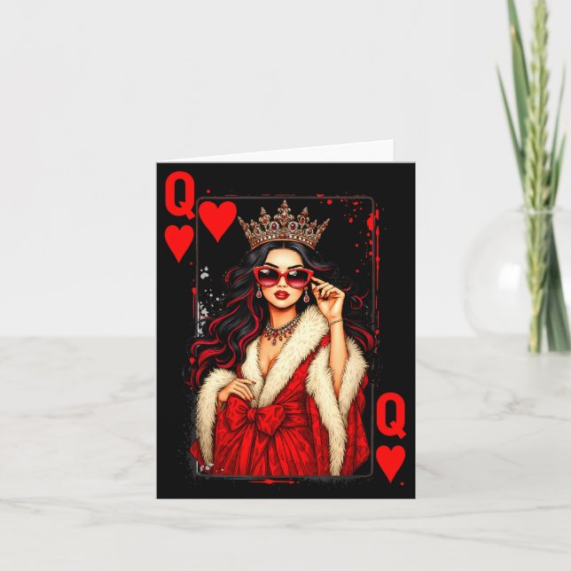 Queen Of Heart Playing Card Love Valentine Outfit  Kort (Framsida)