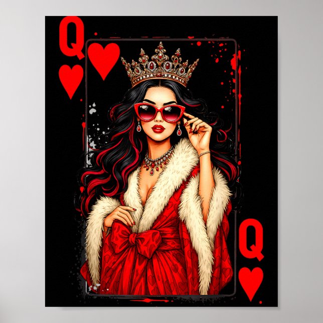 Queen Of Heart Playing Card Love Valentine Outfit  Poster (Framsidan)