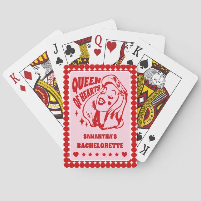 Queen of Hearts Bachelorette Party Casinokort (Baksidan)