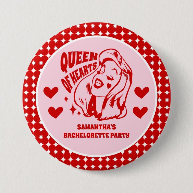 Queen of Hearts Bachelorette Party Knapp (Framsida)
