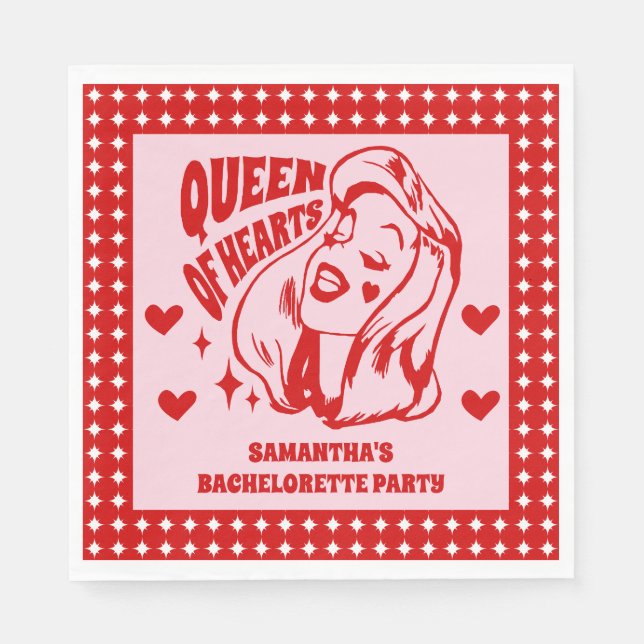 Queen of Hearts Bachelorette Party Pappersservett (Framsidan)