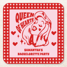 Queen of Hearts Bachelorette Party Underlägg Papper Kvadrat
