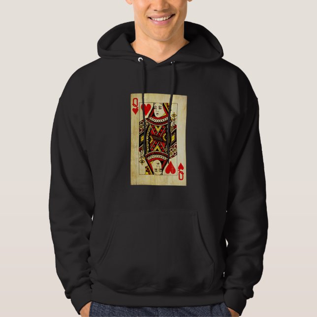 Queen Of Hearts Card Deck Old Hoodie (Framsida)