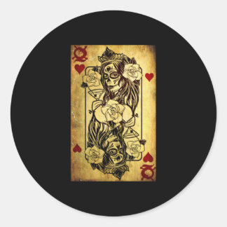 Queen Of Hearts Card Deck Old Runt Klistermärke