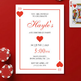 Queen of Hearts Casino spelkort 50-årsdag Inbjudningar