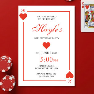 Queen of Hearts Casino spelkort 50-årsdag Inbjudningar