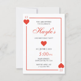 Queen of Hearts Casino spelkort 53-årsdag Inbjudningar