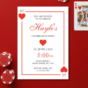 Queen of Hearts Casino spelkort 60-årsdag Inbjudningar