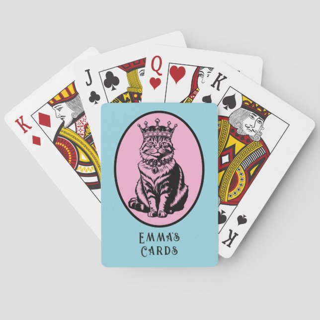 Queen of Hearts Cat Personalized Cards Casinokort (Baksidan)