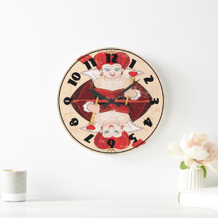 Queen of Hearts Clock Stor Klocka