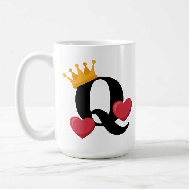 Queen of Hearts Crowned Love Emblem Kaffemugg (Vänster)