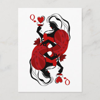 Queen of hearts. Fashion playing card Vykort