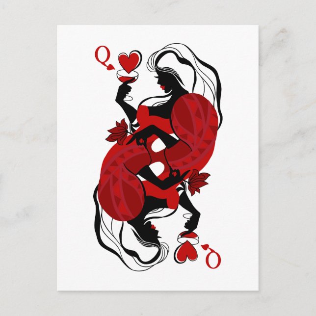 Queen of hearts. Fashion playing card Vykort (Framsida)