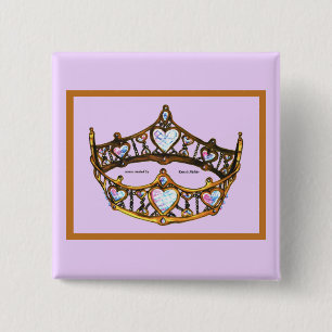 Queen of Hearts Gult Guld Krona Tiara rosa lilac Knapp