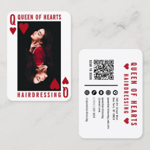 Queen of Hearts Modern Feminine Foto Frisör Visitkort