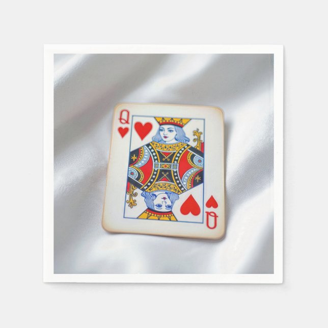 Queen of Hearts On White Satin Fabric Pappersservett (Framsidan)