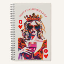 Queen of Hearts Pop Art Spiral Notebook