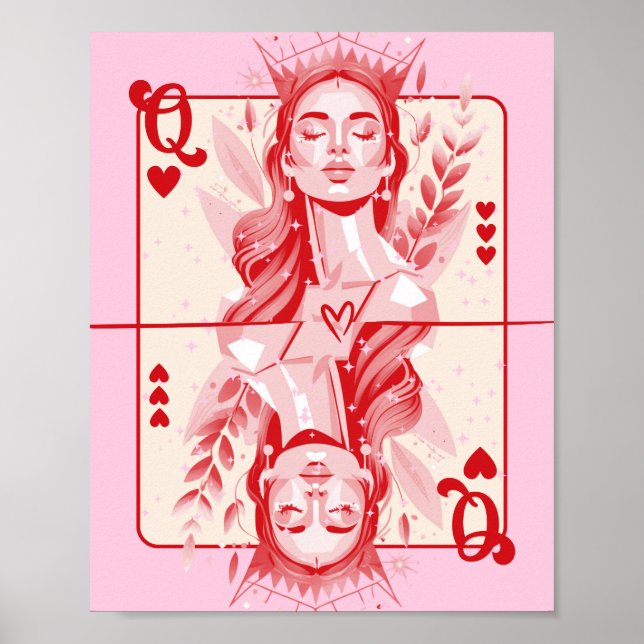 Queen of Hearts Preppy Art Poster (Framsidan)