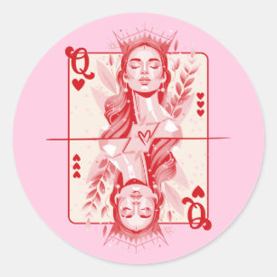 Queen of Hearts Preppy Art Runt Klistermärke