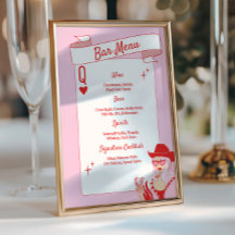 Queen of hearts Pub Menu Rosa Red