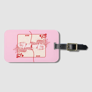 Queen of Hearts Red and Rosa Preppy Art Bagagebricka