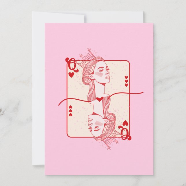 Queen of Hearts Red and Rosa Preppy Art Julkort (Framsida)
