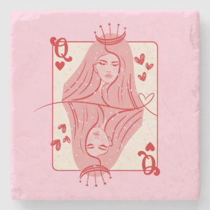 Queen of Hearts Red and Rosa Preppy Art Stenunderlägg