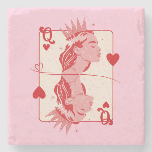 Queen of Hearts Red and Rosa Preppy Art Stenunderlägg